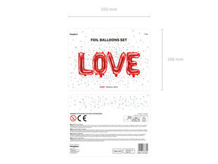 Foliniai balionai Love 140x35 cm, raudoni, 50 vnt. kaina ir informacija | Balionai | pigu.lt