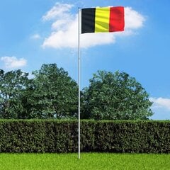Belgijos vėliava su stiebu, aliuminis, 6m цена и информация | Флаги и аксессуары к ним | pigu.lt