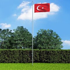 Turkijos vėliava su stiebu, aliuminis, 6,2m цена и информация | Флаги и аксессуары к ним | pigu.lt