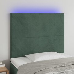 Galvūgalis su LED, Aksomas, 80x5x118/128cm, tamsiai žalia kaina ir informacija | Lovos | pigu.lt