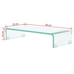 Подставка под ТВ/монитор, прозрачное стекло, 60x25x11 см цена и информация | Тумбы под телевизор | pigu.lt