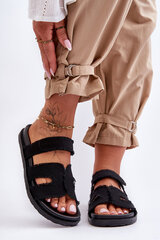 Moteriški batai su medžiaga Black Lamirose 26884-21 kaina ir informacija | Šlepetės moterims | pigu.lt