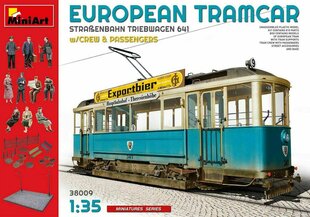 Klijuojamas Modelis MiniArt 38009 European Tramcar with Crew &amp; Passengers 1/35 цена и информация | Склеиваемые модели | pigu.lt