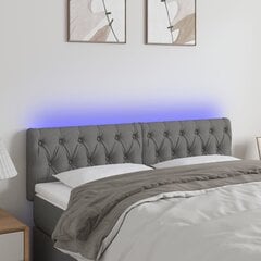 Galvūgalis su LED, Audinys, 160x7x78/88cm, tamsiai pilka цена и информация | Кровати | pigu.lt