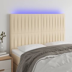 Galvūgalis su LED, Audinys, 144x5x118/128 cm, kreminė spalva kaina ir informacija | Lovos | pigu.lt