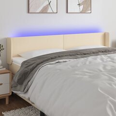 Galvūgalis su LED, Audinys, 183x16x78/88cm, kreminė spalva kaina ir informacija | Lovos | pigu.lt