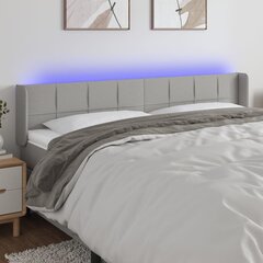 Galvūgalis su led, šviesiai pilkas, 163x16x78/88cm kaina ir informacija | Lovos | pigu.lt