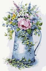 Tapyba pagal skaicius TM Varvikas Romantic bouquet in a watering can MG2104e 40x50 cm kaina ir informacija | Tapyba pagal skaičius | pigu.lt