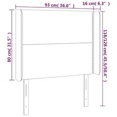 Galvūgalis su led, šviesiai pilkas, 93x16x118/128cm, aksomas kaina ir informacija | Lovos | pigu.lt