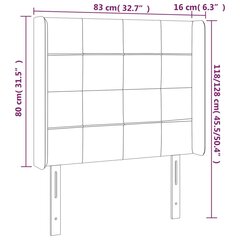 Galvūgalis su led, tamsiai pilkas, 83x16x118/128cm, aksomas kaina ir informacija | Lovos | pigu.lt