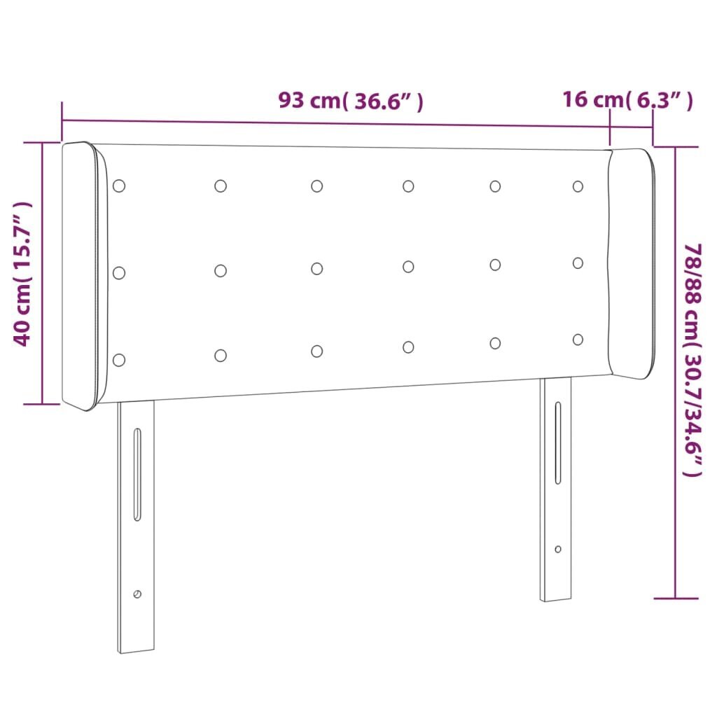 Galvūgalis su led, tamsiai pilkas, 93x16x78/88cm kaina ir informacija | Lovos | pigu.lt