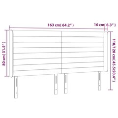 Galvūgalis su led, šviesiai pilkas, 163x16x118/128cm, audinys kaina ir informacija | Lovos | pigu.lt