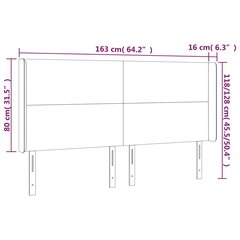 Galvūgalis su led, šviesiai pilkas, 163x16x118/128cm kaina ir informacija | Lovos | pigu.lt