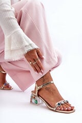 Women's Heeled Sandals with Crystals Gold SBarski MR1037-01 27145-21 цена и информация | Женские босоножки | pigu.lt