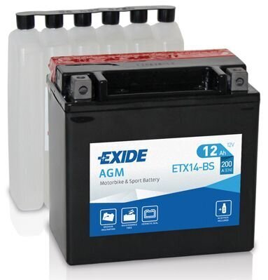 Exide moto akumuliatorius 12V 12Ah YTX14-BS AGM 150x87x145+- kaina ir informacija | Moto akumuliatoriai | pigu.lt