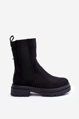 Aukšti dygsniuoti kulkšnių batai Slip-on Nubuck Black Milca 27222-21 kaina ir informacija | Aulinukai, ilgaauliai batai moterims | pigu.lt