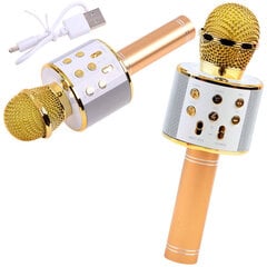 Belaidis karaoke mikrofonas su garsiakalbiu, aukso spalvos kaina ir informacija | Mikrofonai | pigu.lt