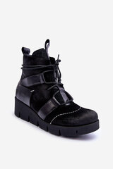 Leather Boots on a Wedge Maciejka 06185-01 Black 27238-21 цена и информация | Женские сапоги | pigu.lt