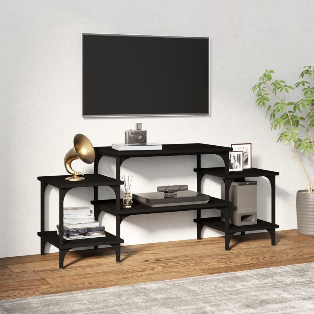 Televizoriaus spintelė, juodos spalvos, 117x35x52cm, mediena kaina ir informacija | TV staliukai | pigu.lt