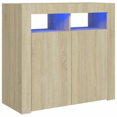 Spintelė su LED apšvietimu, ąžuolo spalvos, 80x35x75 cm цена и информация | Шкафчики в гостиную | pigu.lt