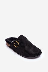 Women's Suede Mules with Faux Fur Black Haidamia 27364-21 цена и информация | Женские тапочки | pigu.lt