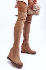 Platform Musketeer Boots in Suede Beige Mephal 27541-21 цена и информация | Женские сапоги | pigu.lt