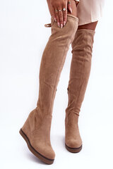 Platform Musketeer Boots in Suede Beige Mephal 27541-21 цена и информация | Женские сапоги | pigu.lt