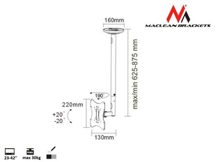 Maclean MC-504A B 23-42” kaina ir informacija | Televizorių laikikliai, tvirtinimai | pigu.lt