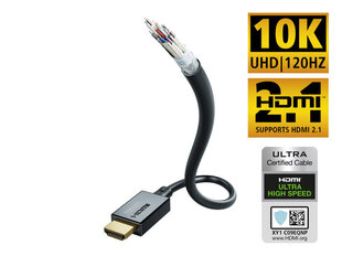 Кабель INAKUSTIK Ultra High Speed HDMI 2.1 with Ethernet, 1.0 м цена и информация | Кабели и провода | pigu.lt