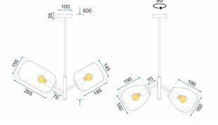 Daugiaspalvis stiklinis pakabinamas lubų šviestuvas APP436-4C цена и информация | Люстры | pigu.lt