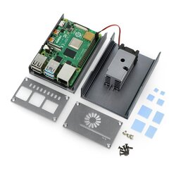 Алюминиевый корпус для Raspberry Pi 4B с вентилятором - серый цена и информация | Электроника с открытым кодом | pigu.lt