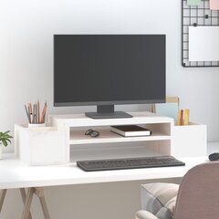 Monitoriaus stovas, Pušies medienos masyvas, 70x27,5x15cm, balta kaina ir informacija | Monitorių laikikliai | pigu.lt