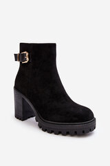 Women's Suede Ankle Boots With Ornament Black Menoria 27840-21 цена и информация | Женские сапоги | pigu.lt