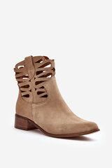 Women's Leather Lace-Up Boots Beige Lewski 3329 27976-21 цена и информация | Женские сапоги | pigu.lt