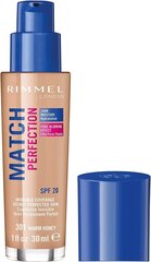 Makiažo pagrindas Rimmel London Macth &amp; Perfection 30 ml, Nr.301 Warm Honey цена и информация | Пудры, базы под макияж | pigu.lt