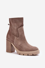 Moteriški odiniai batai Aperture Ankle Boots Beige Lewski 3386 27996-21 kaina ir informacija | Aulinukai, ilgaauliai batai moterims | pigu.lt