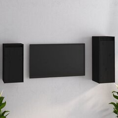 Televizoriaus spintelės, 2vnt., juodos, pušies medienos masyvas kaina ir informacija | TV staliukai | pigu.lt