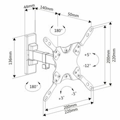 Настенный кронштейн Ewent EW1521 цена и информация | Кронштейны и крепления для телевизоров | pigu.lt