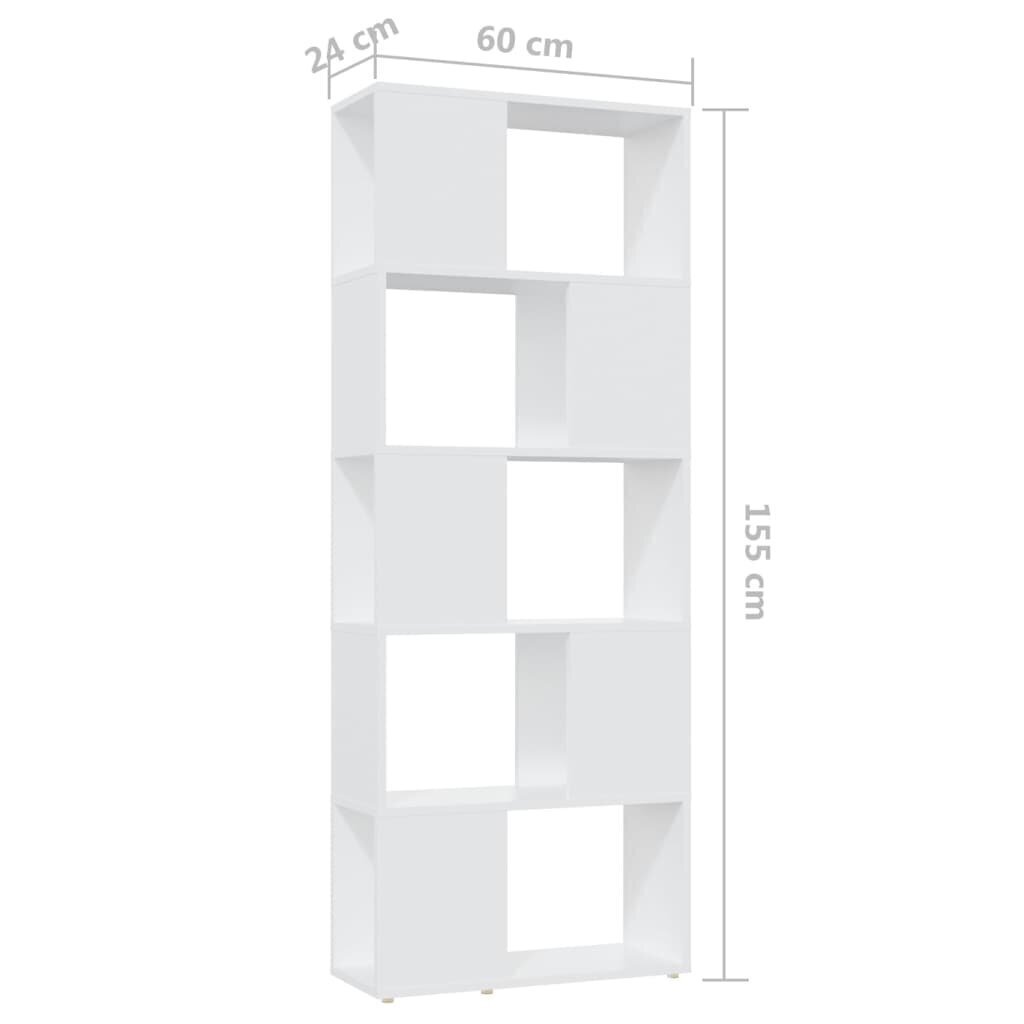Spintelė knygoms/kambario pertvara, 60x24x155 cm, balta цена и информация | Lentynos | pigu.lt