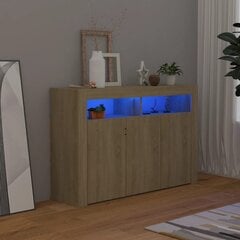 Šoninė spintelė su LED apšvietimu, ąžuolo, 115,5x30x75 cm kaina ir informacija | Svetainės spintelės | pigu.lt