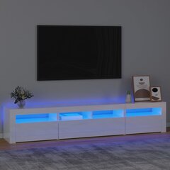 Tv spintelė su led apšvietimu, balta, 210 x 35 x 40 cm, blizgi цена и информация | Тумбы под телевизор | pigu.lt