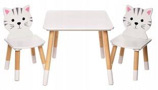 2 kėdžių ir stalo komplektas MPMAX Katytės, baltas kaina ir informacija | Vaikiškos kėdutės ir staliukai | pigu.lt