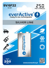 everActive Silver Line Ready to Use 9V 250mAh батарейка, 1 шт. цена и информация | Батарейки | pigu.lt