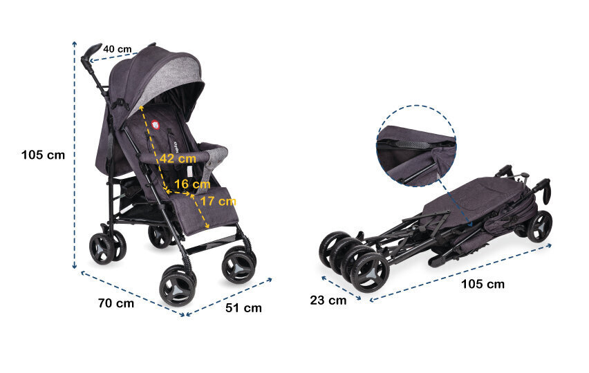Vežimėlis-skėtukas Lionelo Irma, Dark Grey kaina ir informacija | Vežimėliai | pigu.lt