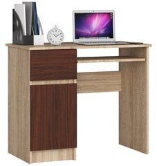Rašomasis stalas Zaven S90, kairinis, tamsiai rudos/ąžuolo spalvos kaina ir informacija | Kompiuteriniai, rašomieji stalai | pigu.lt