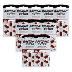 Rayovac Extra Advanced 312 baterijos klausos aparatams, 60 vnt. kaina ir informacija | Elementai | pigu.lt