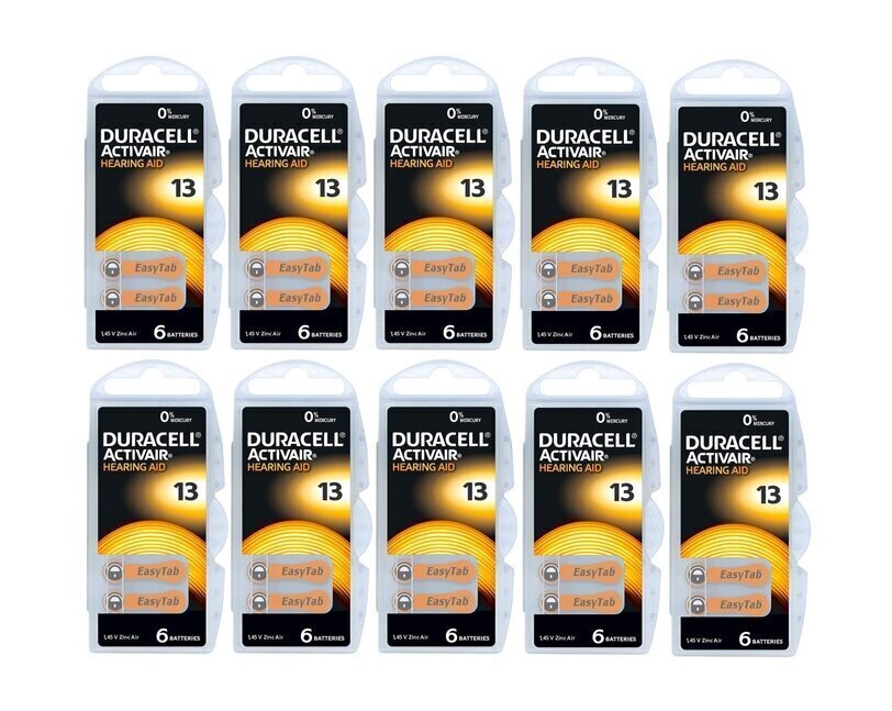 Elementai klausos aparatams Duracell ActivAir PR48 13, 60 vnt. цена и информация | Elementai | pigu.lt