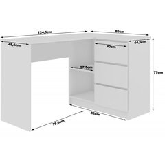 Письменный стол NORE B16, правый вариант, белый/темно-коричневый цена и информация | Компьютерные, письменные столы | pigu.lt