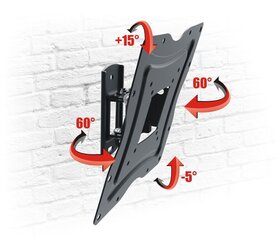 Держатель для ТВ E-L SLIM 13'' - 42" (ТВ до 25 кг, VESA до 20*20 см) цена и информация | Кронштейны и крепления для телевизоров | pigu.lt