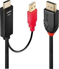 CABLE HDMI TO DISPLAY PORT 2M/41426 LINDY цена и информация | Кабели и провода | pigu.lt